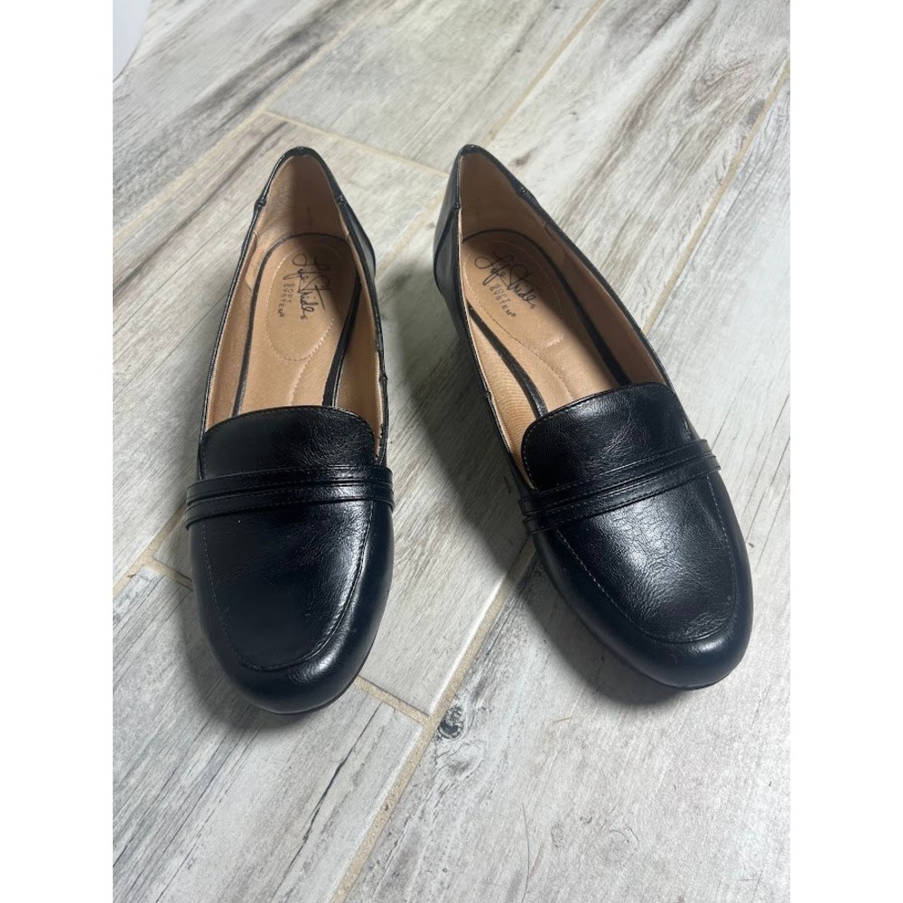 LifeStride Dahlia Penny Loafers 8M Black Womens Dark Academia Low Wedge Preppy